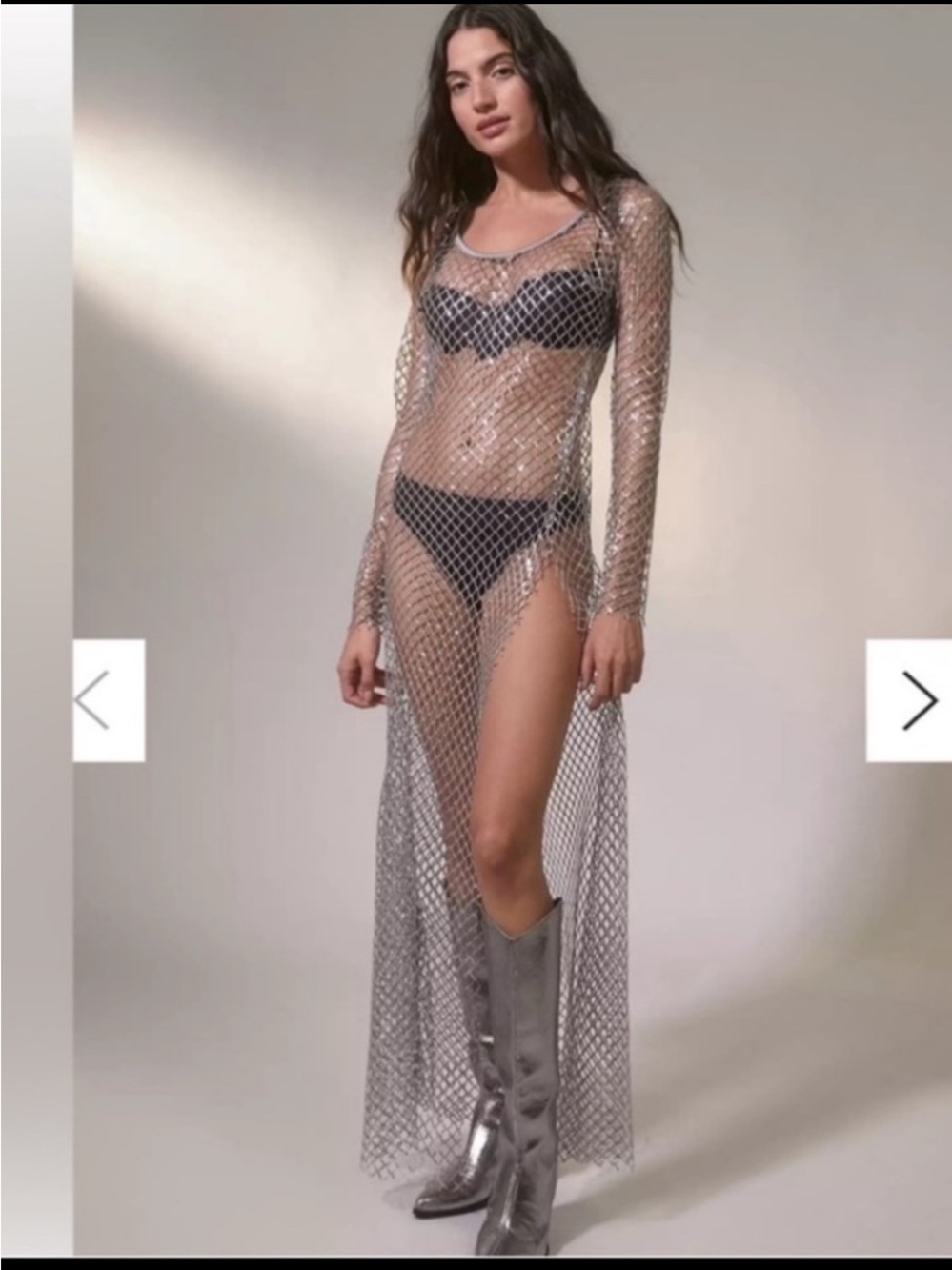For Love & Lemons Fawn sheer fishnet midi dress NWT